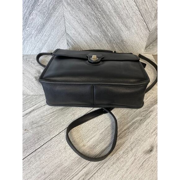 VTG Coach Black Leather Silver Hardware Willis Bag Crossbody Satchel Bag Purse - Picture 7 of 16